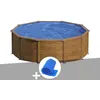 Image de Gre - Kit Piscine Acier Aspect Bois Gré Sicilia Ronde 4,80 X 1,22 M + Bâche À Bulles