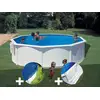 Image de Kit Piscine Acier Blanc Gré Bora Bora Ronde 4,80 X 1,22 M + Bâche Hiver + Tapis De Sol