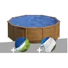 Image de Kit Piscine Acier Aspect Bois Gré Sicilia Ronde 3,20 X 1,22 M + Bâche Hiver + Tapis De Sol