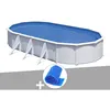 Image de Kit Piscine Acier Blanc Gré Fidji Ovale 6,34 X 3,99 X 1,22 M + Bâche À Bulles
