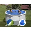 Image de Kit Piscine Acier Blanc Gré Fidji Ronde 2,60 X 1,22 M + Bâche Hiver + Bâche À Bulles