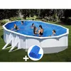 Image de Kit Piscine Acier Blanc Gré Bora Bora Ovale 6,34 X 3,99 X 1,22 M + Bâche À Bulles