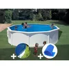 Image de Kit Piscine Acier Blanc Gré Bora Bora Ronde 4,80 X 1,22 M + Bâche Hiver + Bâche À Bulles