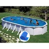 Image de Gre - Kit Piscine Acier Blanc Gré Atlantis Ovale 10,20 X 5,75 X 1,32 M + Bâche À Bulles