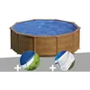 Image de Kit Piscine Acier Aspect Bois Gré Sicilia Ronde 4,80 X 1,22 M + Bâche Hiver + Tapis De Sol