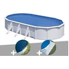 Image de Kit Piscine Acier Blanc Gré Fidji Ovale 6,34 X 3,99 X 1,22 M + Bâche Hiver + Tapis De Sol