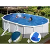 Image de Kit Piscine Acier Blanc Gré Atlantis Ovale 6,34 X 3,99 X 1,32 M + Bâche Hiver + Bâche À Bulles