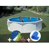 Image de Kit Piscine Acier Blanc Gré Bora Bora Ronde 3,70 X 1,22 M + Bâche Hiver + Bâche À Bulles