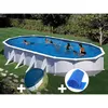 Image de Gre - Kit Piscine Acier Blanc Gré Atlantis Ovale 10,20 X 5,75 X 1,32 M + Bâche Hiver + Bâche À Bulles