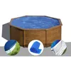 Image de Gre   Piscine Hors Sol Ronde Acier Aspect Bois 3,70 X 1,22 M   Volume 10,10 M³   Filtration 3 M³/h   Échelle De Sécurité Incluse