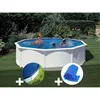 Image de Kit Piscine Acier Blanc Gré Fidji Ronde 4,80 X 1,22 M + Bâche Hiver + Bâche À Bulles