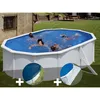 Image de Kit Piscine Acier Blanc Gré Bora Bora Ovale 5,27 X 3,27 X 1,22 M + Bâche Hiver + Tapis De Sol