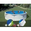 Image de Kit Piscine Acier Blanc Gré Bora Bora Ronde 3,70 X 1,22 M + Bâche Hiver + Tapis De Sol