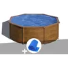 Image de Kit Piscine Acier Aspect Bois Gré Sicilia Ronde 3,70 X 1,22 M + Bâche À Bulles