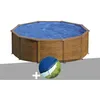 Image de Kit Piscine Acier Aspect Bois Gré Sicilia Ronde 4,80 X 1,22 M + Bâche Hiver