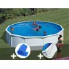 Image de Gre - Kit Piscine Acier Blanc Gré Fidji Ronde 5,70 X 1,22 M + Bâche À Bulles + Tapis De Sol