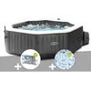 Image de Kit Spa Gonflable Intex Purespa Carbone Octogonal Bulles Et Jets 4 Places + 12 Filtres + 5 Kg De Sel