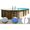 Image de Kit Piscine Bois Gré Safran 2 6,20 X 3,95 X 1,36 M + Bâche Hiver + Bâche À Bulles + Douche