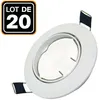 Image de Europalamp   Lot De 20 Collerettes Supports Encastrables Orientables Pour Spots Led   Diamètre 90mm   Trou De Coupe 65mm   Intégration Plafond Blanc