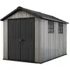 Image de Abri De Jardin Oakland 7511 En Résine Durable À Haut Plafond, Double Portes, Texture Bois, Gris - 7,2 M² - 230x350x242 Cm Keter