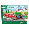 Image de Circuit de train en bois BRIO 36102 28 pièces Rétrofriction Locomotive et wagon rouge - Neuf