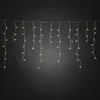 Image de Rideau de lumière LED pluie de glace, avec globes blancs, 400 diodes ambre, 24V, extérieur (IP44), câble transparent