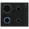 Image de Plaque de cuisson mixte Electrolux EGL62821OB 4 foyers 3 gaz 1 électrique 7000 W Noir émaillé, manettes à droite, sécurité gaz automatique - Neuf
