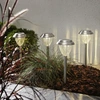 Image de Lampes solaires en acier inoxydable Palma, set de 4, blanc chaud, 12x28x12 cm, livraison avec accumulateurs