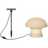 Image de Lampe solaire « Sandy », champignon en grès, capteur crépusculaire, blanc naturel, H 15 cm