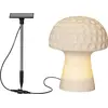 Image de Lampe solaire « Sandy », champignon en grès, capteur crépusculaire, blanc naturel, H 24 cm