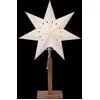 Image de Lampe sur pied étoile à carreaux avec pied en bois - Étoile de Noël en papier, ®, douille E14, hauteur 55 cm, lumière chaude pour fenêtre & salon