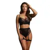 Image de Ensemble 2 pièces avec soutien-gorge et jarretelles noir