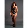 Image de Le Desir - Bodystocking Résille Large avec Jarretelles - Taille Queen - Noi