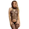 Image de Le Desir - Bodystocking Porte-Jarretelles en Résille avec Collier - Noir