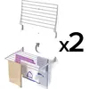 Image de 2x Séchoir à linge mural, Séchoir à linge pour les murs, verrouillable Corde à linge pour l'intérieur et l'extérieur en aluminium et acier, Foxydry Fold 80 cm