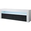 Image de Muebles Bonitos - Meuble Tv 2 Portes Meuble Tv De Salon Avec Led 140x50x35cm Modèle Aker Blanc Et Noir Finition Brillante