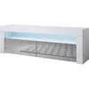 Image de Muebles Bonitos - Meuble Tv 2 Portes Meuble Tv De Salon Avec Led 140x50x35cm Modèle Aker Blanc Et Gris Finition Brillante