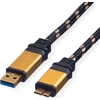 Image de Câble ROLINE GOLD USB 3.2 Gen 1, USB A - Micro B, ST/ST, blister deau détail, 0,8 m