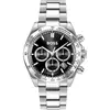 Image de Montre chronographe BOSS Hero 2.0 pour homme, référence 1514267, boîtier en acier inoxydable noir, diamètre 43 mm, bracelet en acier inoxydable, cadran noir, fonction chronographe, compteur de date, étanchéité 5 ATM