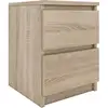 Image de Hucoco - Aster T2 - Table De Chevet 2 Tiroirs Style Moderne - 40x30x30 Cm - Table De Nuit - Meuble D'Appoint Sonoma