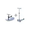 Image de Trottinette enfant Micro Mobility Mini Micro Deluxe Rock & Go LED MMD388 2-en-1 évolutive 6-en-1 guidon réglable Bleu Ardoise - Neuf