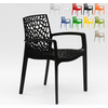Image de lot de 22 chaises Gruvyer Arm Grand Soleil en polypropylène poli avec accoudoirs - Noir