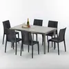Image de Table rectangulaire en poly rotin avec 6 chaises colorées 150x90 Beige Marion