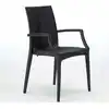 Image de 20er Bistrot Arm Grand Soleil Chaises Fauteuils pour Bar Jardin Poly Rotin - Noir