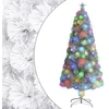 Image de Arbre de Noël artificiel pré-éclairé blanc 150 cm fibre optique