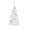 Image de Demi-arbre de Noël artificiel pré-éclairé et boules blanc 240cm