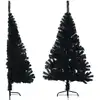 Image de Demi sapin de Noël artificiel avec support Noir 150 cm PVC