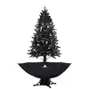 Image de Arbre de Noël neigeux avec base de parapluie Noir 190 cm PVC