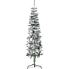 Image de Demi sapin de Noël artificiel mince avec neige floquée 150 cm