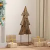 Image de Sapin de Noël avec support Marron 90 cm Bois de teck solide